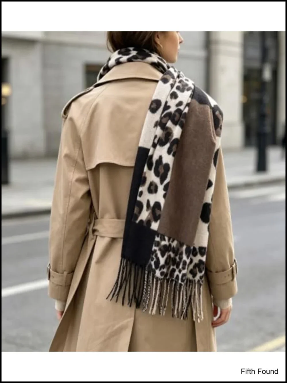 Oversize Leopard Print Tassel Scarf Shawl Wrap for Women Winter Warm
